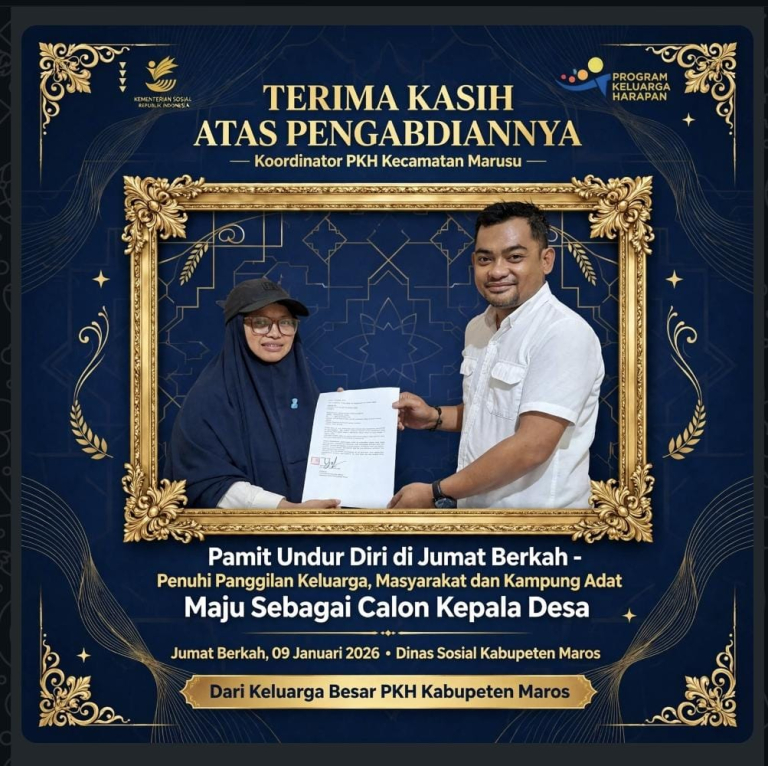 Koordinator PKH Kecamatan Marusu Pamit Undur Diri di Jumat berkah, Penuhi Panggilan Keluarga dan Masyarakat Maju Pilkades.
